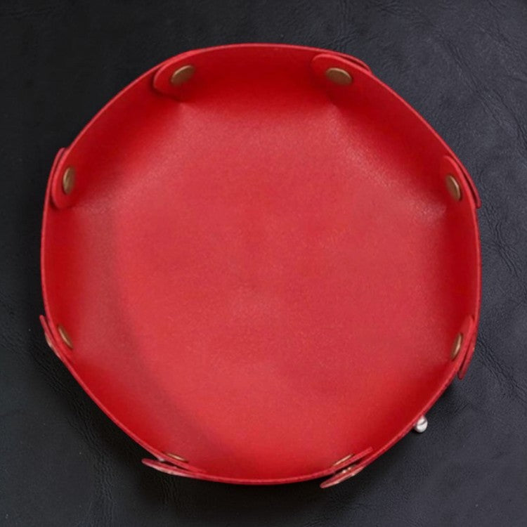 Round Snap-On Leather Dice Tray