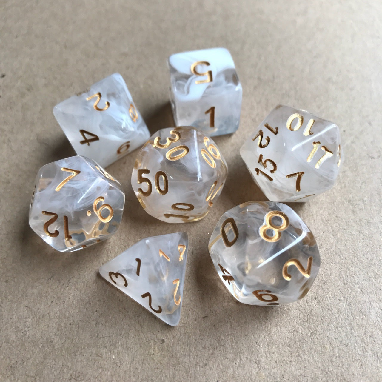 Gold & White Dice Set