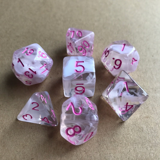 Pink Smoke Dice Set