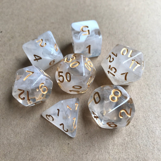 Gold & White Dice Set