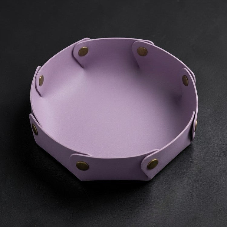Round Snap-On Leather Dice Tray